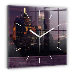 Sienas pulkstenis Filadelfijas Pilsētas Panorāma, 30x30 cm cena un informācija | Pulksteņi | 220.lv