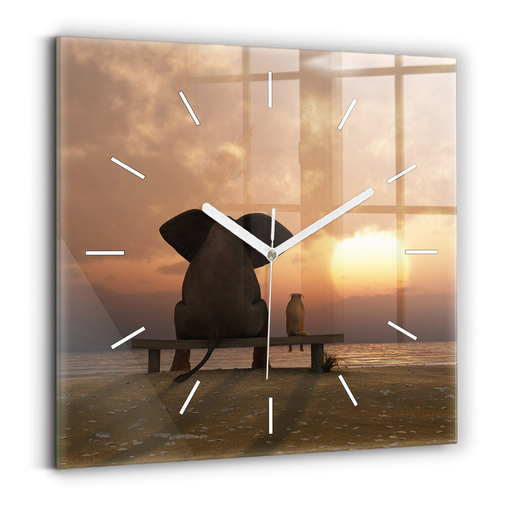 Sienas pulkstenis Dzīvnieki Un Saulriets, 30x30 cm цена и информация | Pulksteņi | 220.lv