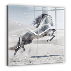 Sienas pulkstenis Galloping Balts Zirgs, 30x30 cm cena un informācija | Pulksteņi | 220.lv