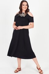 Черное платье с разрезами C716-44 цена и информация | Платья | 220.lv