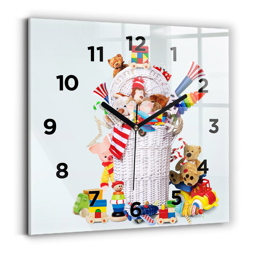 Sienas pulkstenis Pincikers Rotaļlietu Grozs, 30x30 cm cena un informācija | Pulksteņi | 220.lv