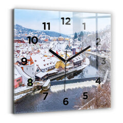 Sienas pulkstenis Pilsētas Panorāma Ziemā, 30x30 cm cena un informācija | Pulksteņi | 220.lv