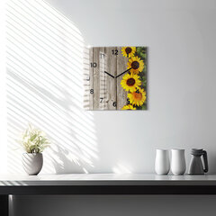 Sienas pulkstenis Saulespuķes Uz Dēļiem, 30x30 cm цена и информация | Часы | 220.lv
