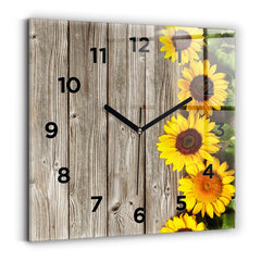 Sienas pulkstenis Saulespuķes Uz Dēļiem, 30x30 cm цена и информация | Часы | 220.lv