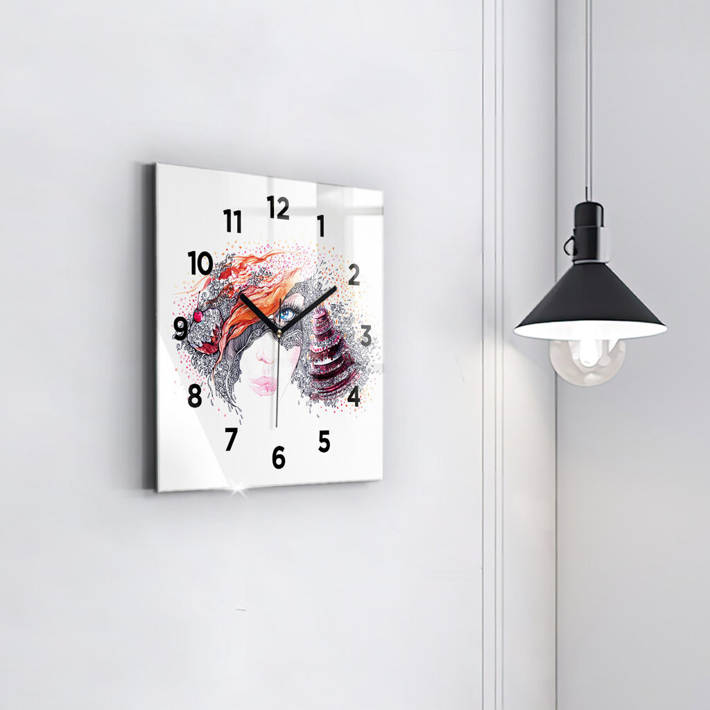 Sienas pulkstenis Sieviete Ar Kūku, 30x30 cm цена и информация | Pulksteņi | 220.lv