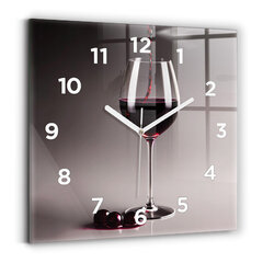 Sienas pulkstenis Sarkanvīna Glāze, 30x30 cm cena un informācija | Pulksteņi | 220.lv