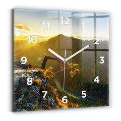 Sienas pulkstenis Saulriets Virs Kalniem, 30x30 cm cena un informācija | Pulksteņi | 220.lv