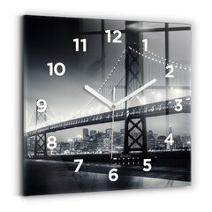 Sienas pulkstenis Sanfrancisko Nakts Tilts, 30x30 cm cena un informācija | Pulksteņi | 220.lv