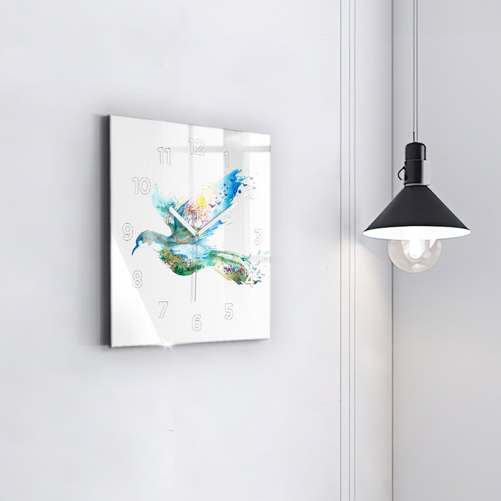 Sienas pulkstenis Putnu Un Pavasara Abstrakcija, 30x30 cm цена и информация | Pulksteņi | 220.lv