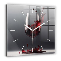 Sienas pulkstenis Sarkanvīna Glāze, 30x30 cm cena un informācija | Pulksteņi | 220.lv