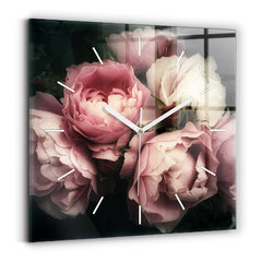 Sienas pulkstenis Rozā Rožu Pušķis, 30x30 cm цена и информация | Часы | 220.lv