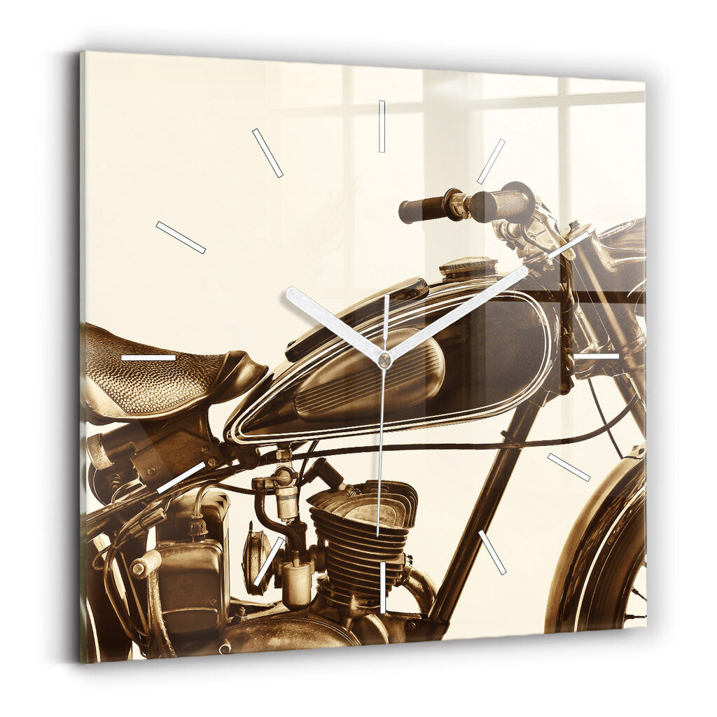 Sienas pulkstenis Sēpija Vintage Motocikls, 30x30 cm цена и информация | Pulksteņi | 220.lv