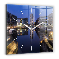 Sienas pulkstenis Pilsēta Apgaismota Naktī, 30x30 cm cena un informācija | Pulksteņi | 220.lv