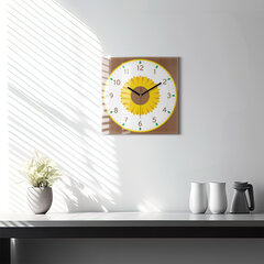 Sienas pulkstenis Saulespuķu Zieds, 30x30 cm cena un informācija | Pulksteņi | 220.lv