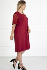 Бордовое повседневное платье с кружевными рукавами F2308-46 цена и информация | Платья | 220.lv
