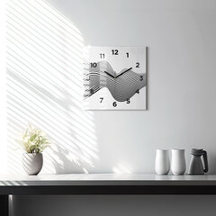 Sienas pulkstenis Melnbaltā Māksla, 30x30 cm cena un informācija | Pulksteņi | 220.lv