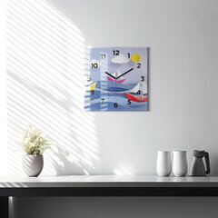 Sienas pulkstenis Origami Krāsainas Buras Laivas, 30x30 cm цена и информация | Часы | 220.lv