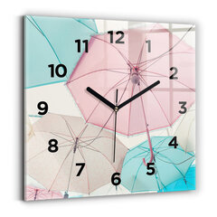 Sienas pulkstenis Pasteļa Lietussargi, 30x30 cm цена и информация | Часы | 220.lv
