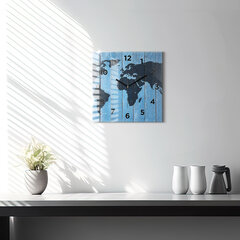 Sienas pulkstenis Pasaules Karte Uz Dēļiem, 30x30 cm цена и информация | Часы | 220.lv