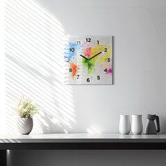 Sienas pulkstenis Pasaules Karte Uz Papīra, 30x30 cm cena un informācija | Pulksteņi | 220.lv