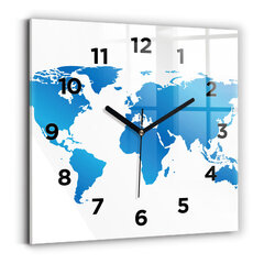 Sienas pulkstenis Pasaules Karte, 30x30 cm cena un informācija | Pulksteņi | 220.lv