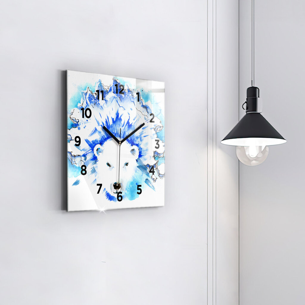 Sienas pulkstenis Lācis Uz Ledus Fona, 30x30 cm цена и информация | Pulksteņi | 220.lv