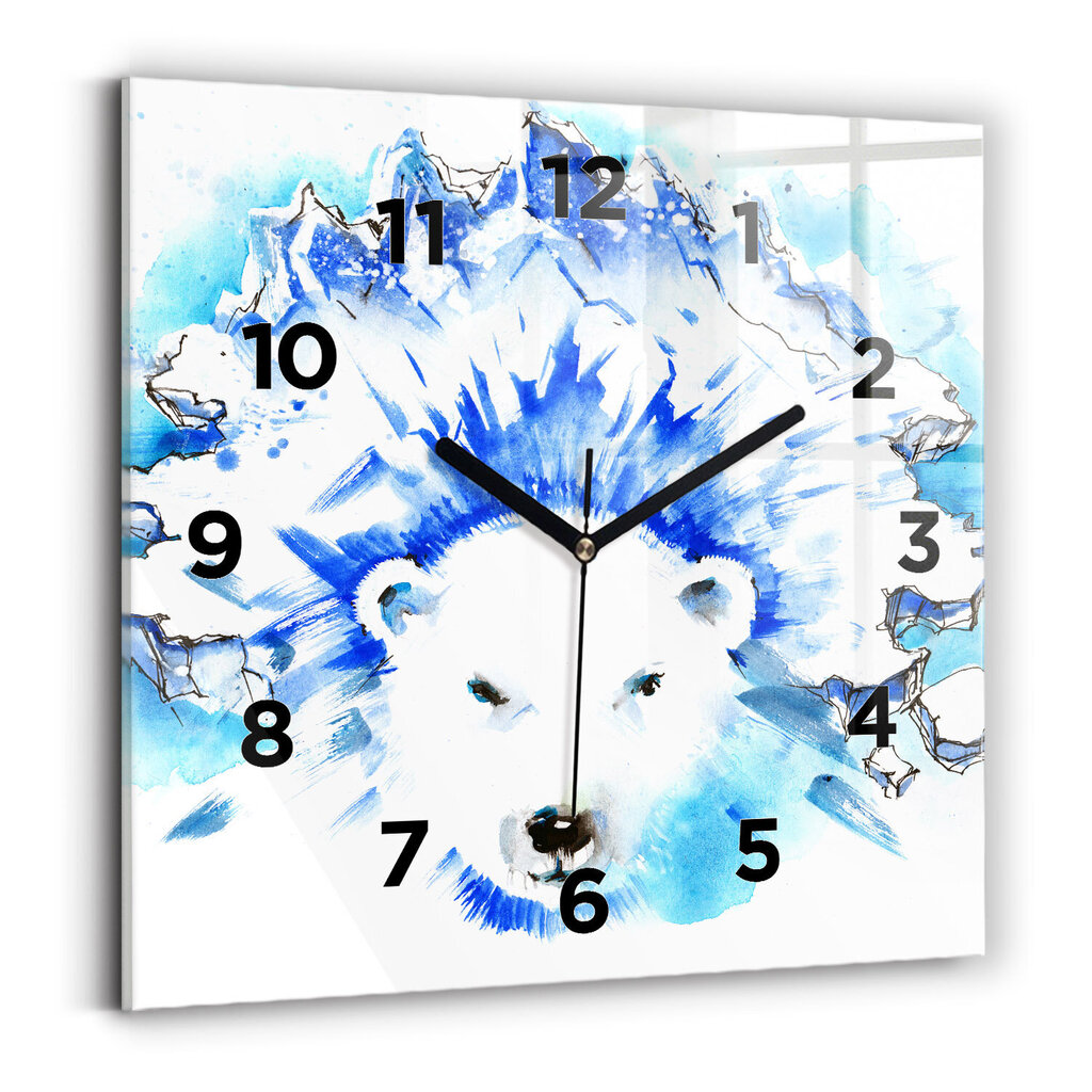 Sienas pulkstenis Lācis Uz Ledus Fona, 30x30 cm cena un informācija | Pulksteņi | 220.lv