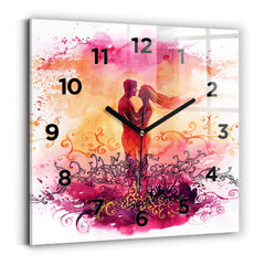 Sienas pulkstenis Mīlestības Pāris Akvareļi, 30x30 cm cena un informācija | Pulksteņi | 220.lv