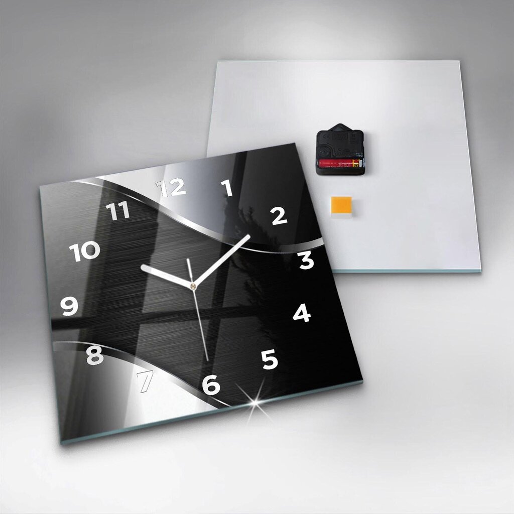 Sienas pulkstenis Melnās Un Sudraba Līnijas, 30x30 cm цена и информация | Pulksteņi | 220.lv