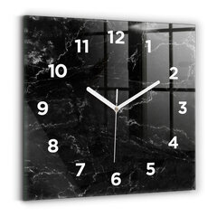 Sienas pulkstenis Melnais Marmors, 30x30 cm cena un informācija | Pulksteņi | 220.lv