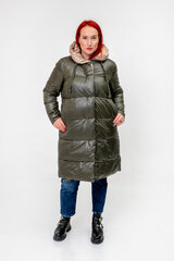 Двустороннее стёганое пальто женское, зелёное/бежевое цена и информация | Женские пальто | 220.lv