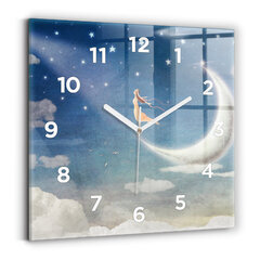 Sienas pulkstenis Meitene Uz Mēness, 30x30 cm цена и информация | Часы | 220.lv