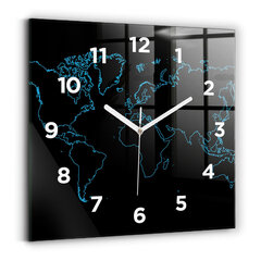 Sienas pulkstenis Pasaules Kartes Kontūras, 30x30 cm цена и информация | Часы | 220.lv