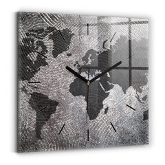 Sienas pulkstenis Pasaules Kartes Betons, 30x30 cm цена и информация | Часы | 220.lv