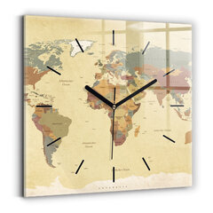 Sienas pulkstenis Pasaules Karte Vintage Stilā, 30x30 cm cena un informācija | Pulksteņi | 220.lv