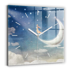Sienas pulkstenis Meitene Uz Mēness, 30x30 cm цена и информация | Часы | 220.lv