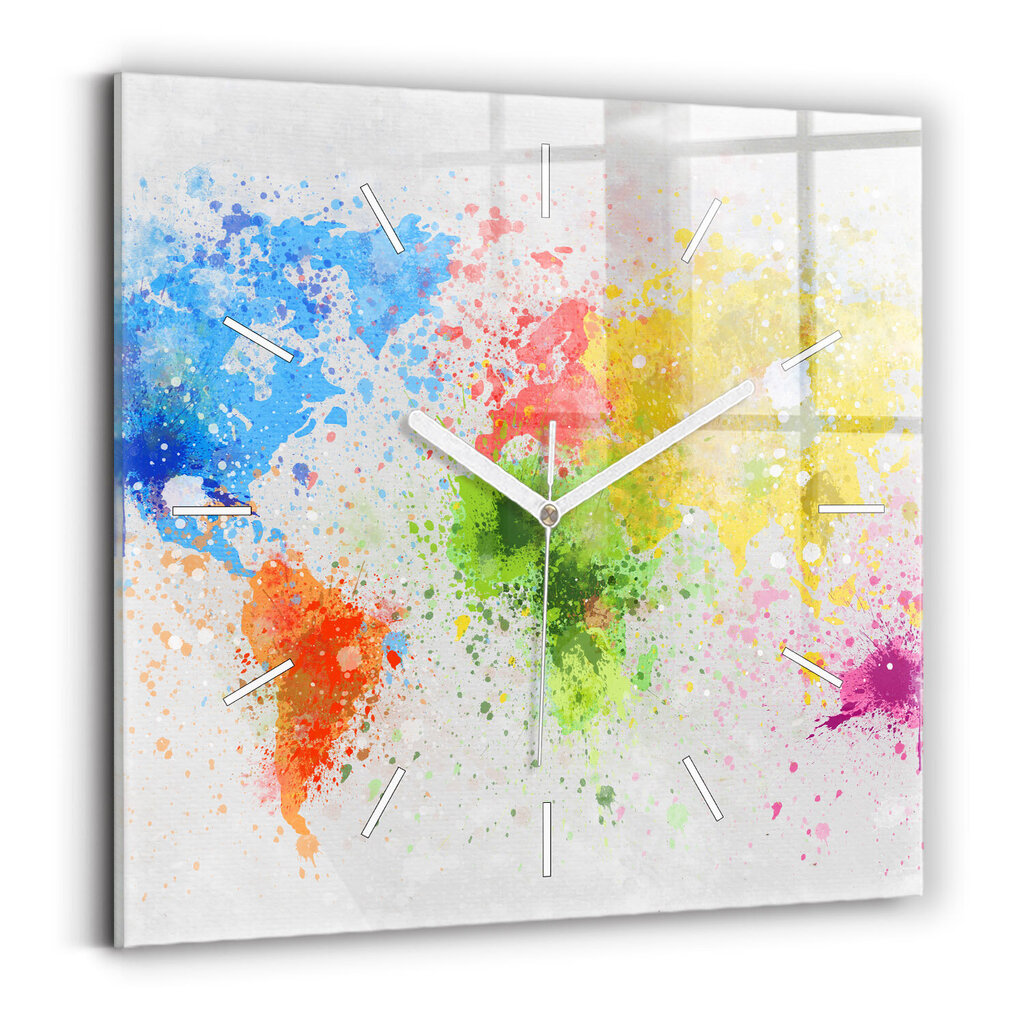 Sienas pulkstenis Pasaules Karte Uz Papīra, 30x30 cm цена и информация | Pulksteņi | 220.lv