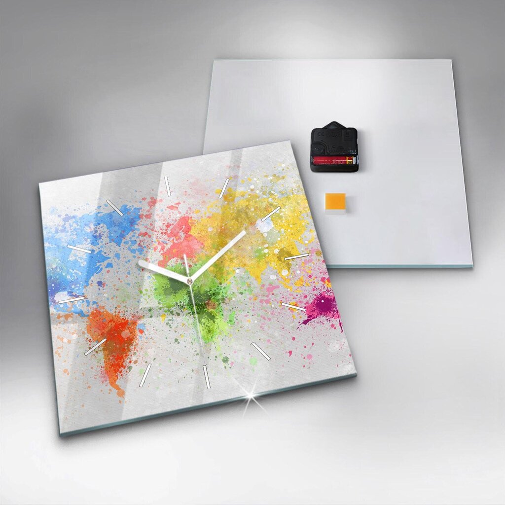 Sienas pulkstenis Pasaules Karte Uz Papīra, 30x30 cm цена и информация | Pulksteņi | 220.lv