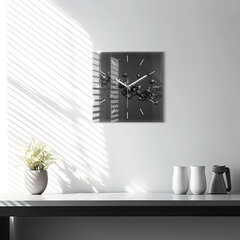 Sienas pulkstenis Melna Abstrakcija, 30x30 cm цена и информация | Часы | 220.lv