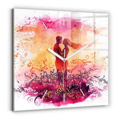 Sienas pulkstenis Mīlestības Pāris Akvareļi, 30x30 cm cena un informācija | Pulksteņi | 220.lv