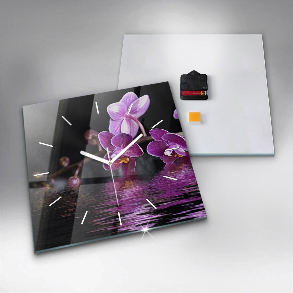 Sienas pulkstenis Orhidejas Zieds Uz Ūdens, 30x30 cm cena un informācija | Pulksteņi | 220.lv