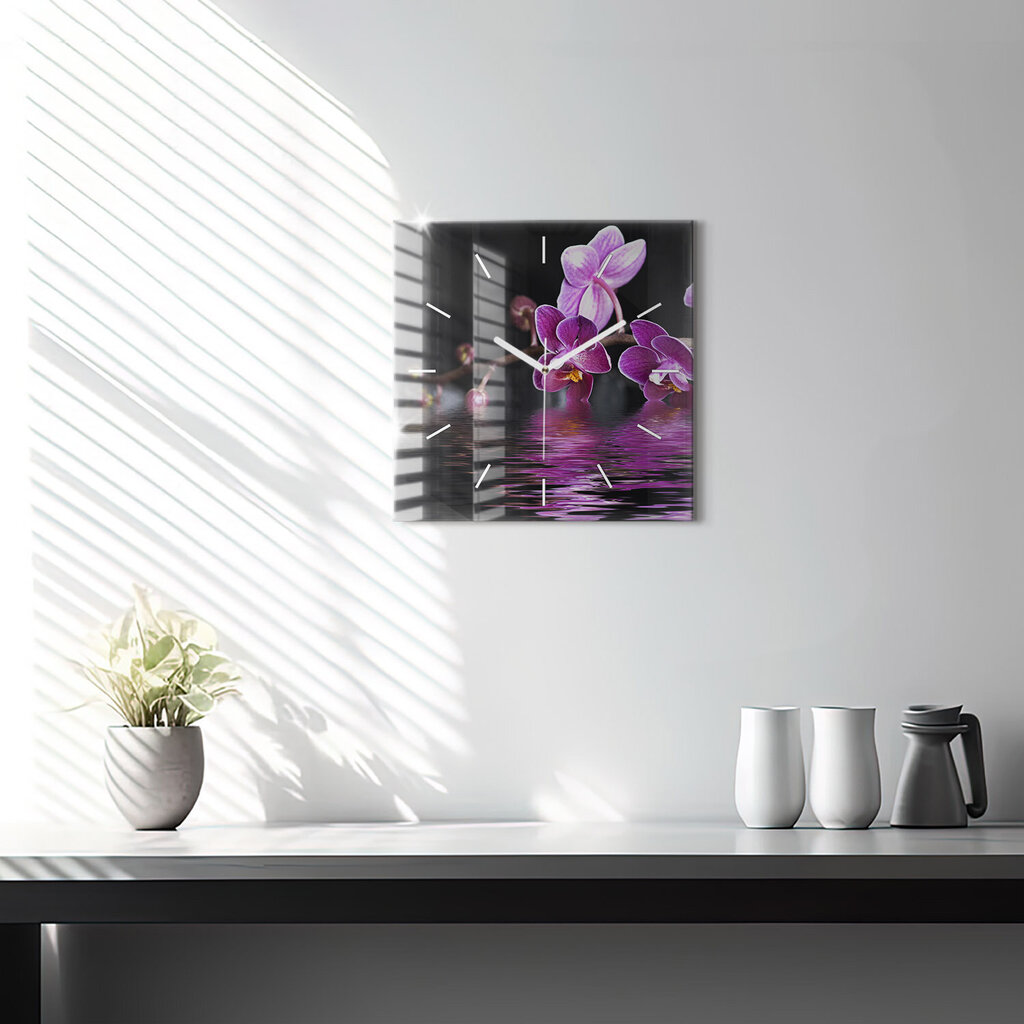 Sienas pulkstenis Orhidejas Zieds Uz Ūdens, 30x30 cm cena un informācija | Pulksteņi | 220.lv