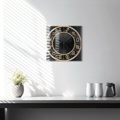 Sienas pulkstenis Melnās Zodiaka Zīmes, 30x30 cm cena un informācija | Pulksteņi | 220.lv
