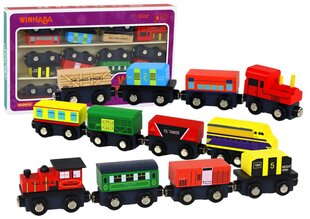 Koka magnētisko vilcienu un vagonu komplekts Winhaba, 12 gab. cena un informācija | Rotaļlietas zēniem | 220.lv