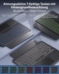 Doohoeek Qwertz для iPad 10.2 дюйма (9/8th/7th Gen), iPad Air (3rd Gen), iPad Pro 10.5, Bluetooth беспроводная клавиатура фолиант с трекпадом и подсветкой и 130° регулируемая подставка цена и информация | Чехлы для планшетов и электронных книг | 220.lv