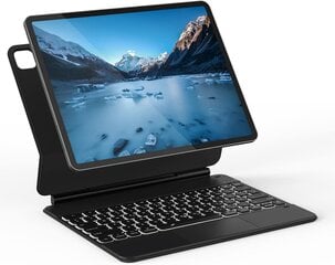 Doohoeek Магнитная свободно плавающая клавиатура с трекпадом для iPad Pro 12,9 дюйма, 7 цветов подсветки, чехол-клавиатура QWERTZ Magic Style для iPad Pro 12,9 2021 (5/4th/3rd Gen), черный цена и информация | Чехлы для планшетов и электронных книг | 220.lv