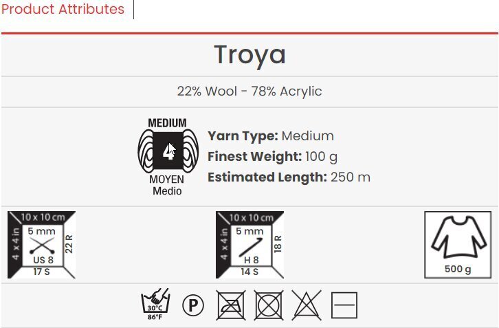 Adīšanas dzija YarnArt Troya 100g, krāsa 2115 цена и информация | Adīšana | 220.lv