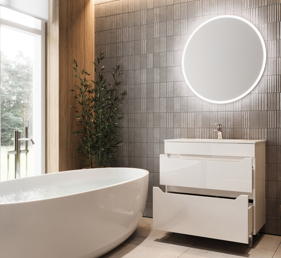 Vannas istabas skapītis ar izlietni Neo-80, balts cena un informācija | Vannas istabas skapīši | 220.lv