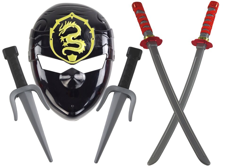 Nindzju zobenu komplekts ar masku, melns cena un informācija | Rotaļlietas zēniem | 220.lv