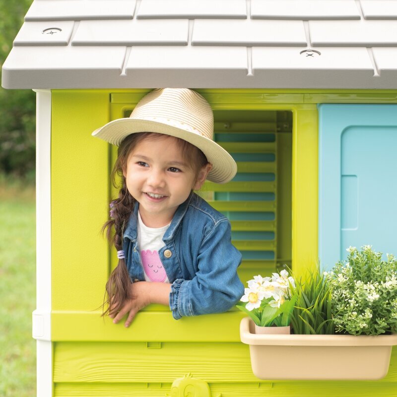 Bērnu dārza māja ar slidkalniņu un smilšu kasti Smoby, Stilt House, 76 cm x 76 cm x 171 cm  cena un informācija | Bērnu rotaļu laukumi, mājiņas | 220.lv